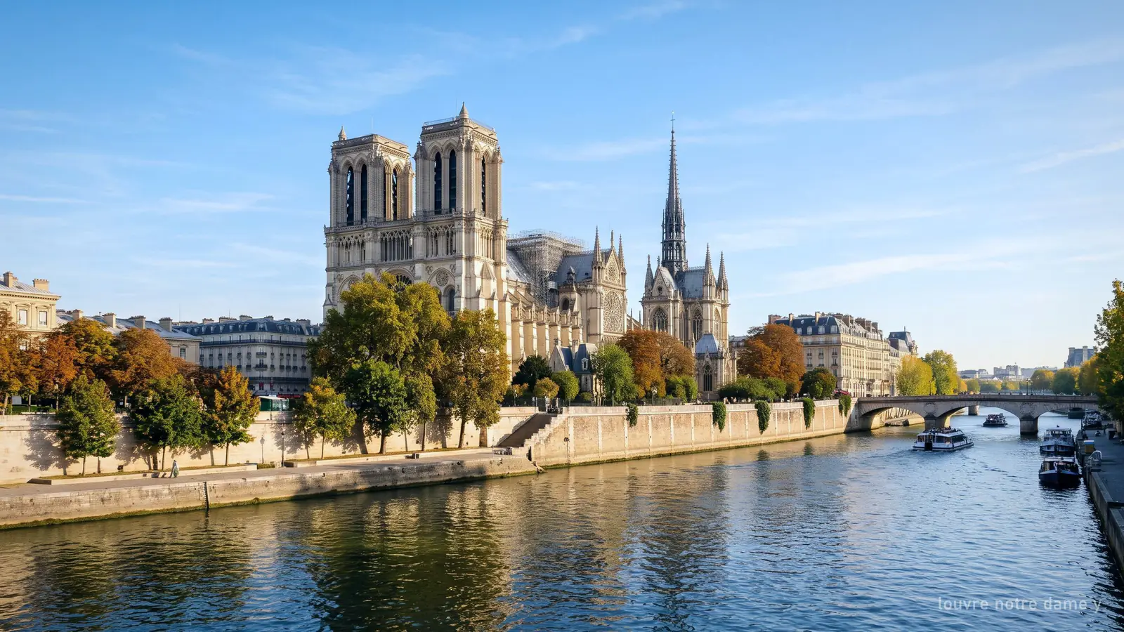 Imagen generada: la isla de la Cité con las torres de Notre Dame y la aguja de la Santa Capilla